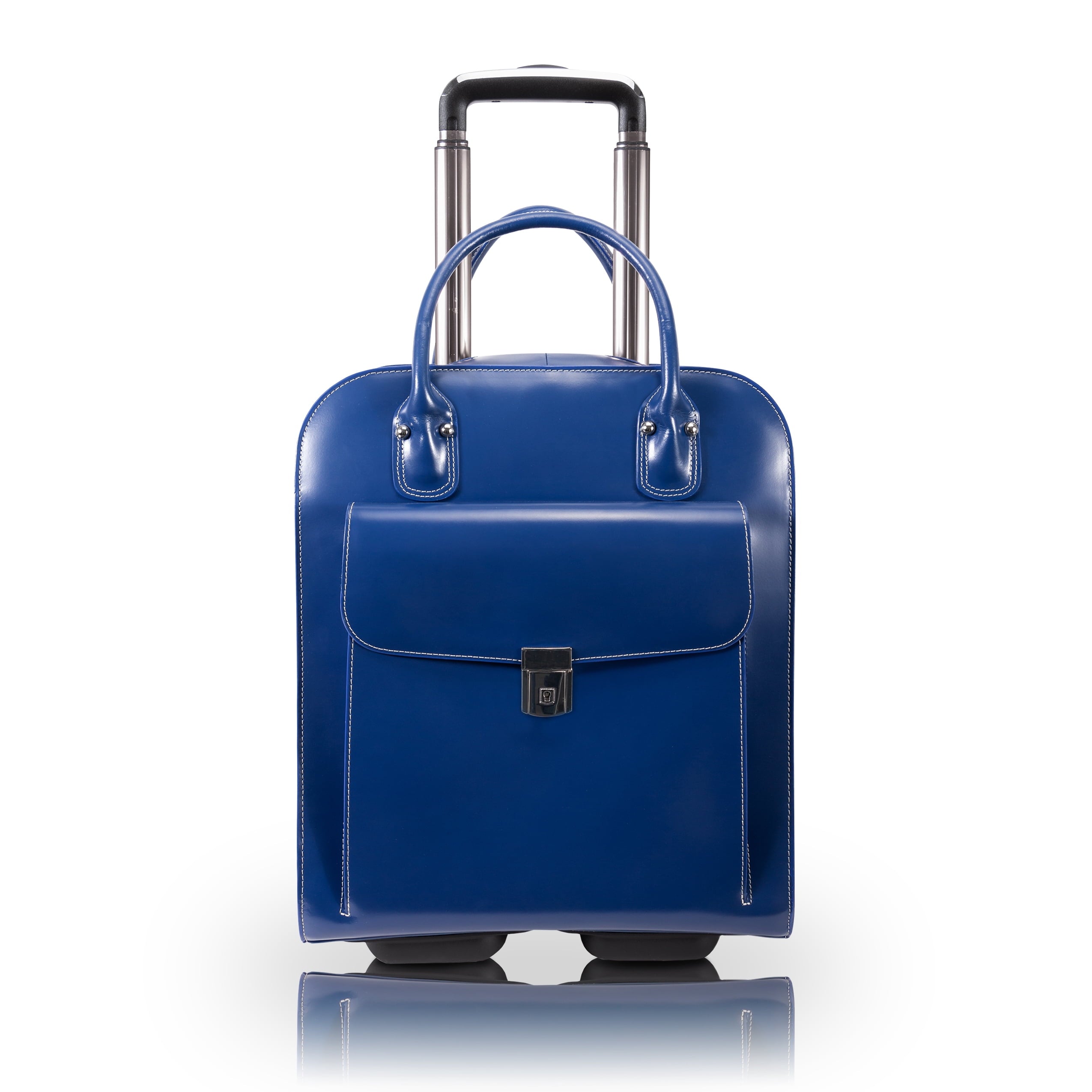 | 15” Leather Vertical Wheeled Laptop Briefcase