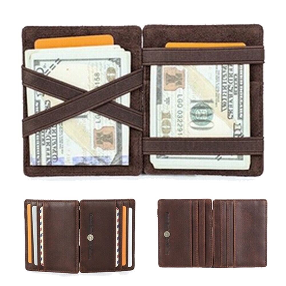 Men Genuine Leather Magic Wallet Purse Money Clip coin 8 Credit Card Holder NEW
