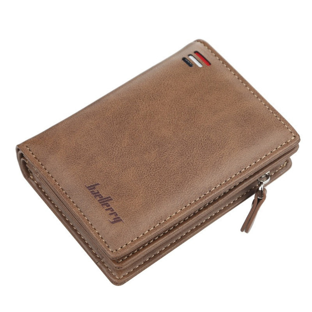 Men's PU Leather Bifold Wallet with Zipper Coin Pocket, 10 Card Slots, ID Window, Compact Business Clutch for Daily U...