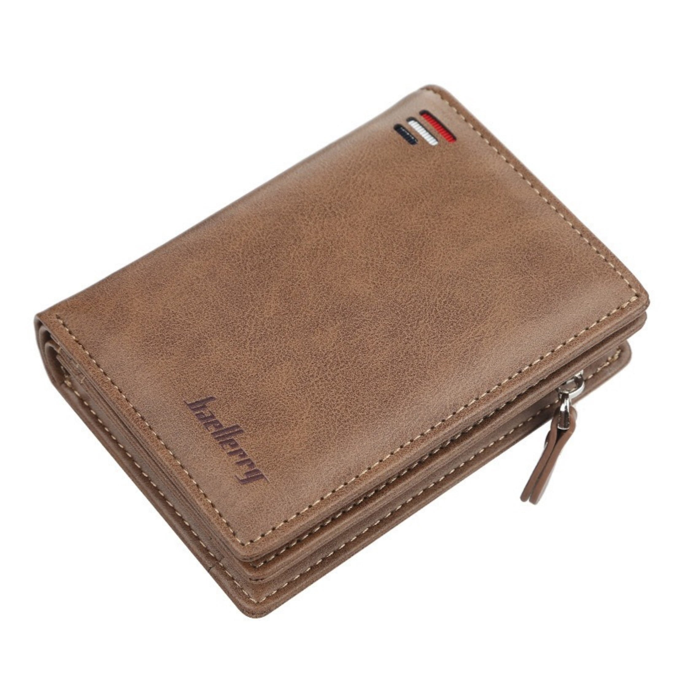 Men's PU Leather Bifold Wallet with Zipper Coin Pocket, 10 Card Slots, ID Window, Compact Business Clutch for Daily U...