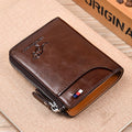 Men's RFID Blocking Leather Wallet Credit Card ID Holder Zipper Wallet Waterproof
