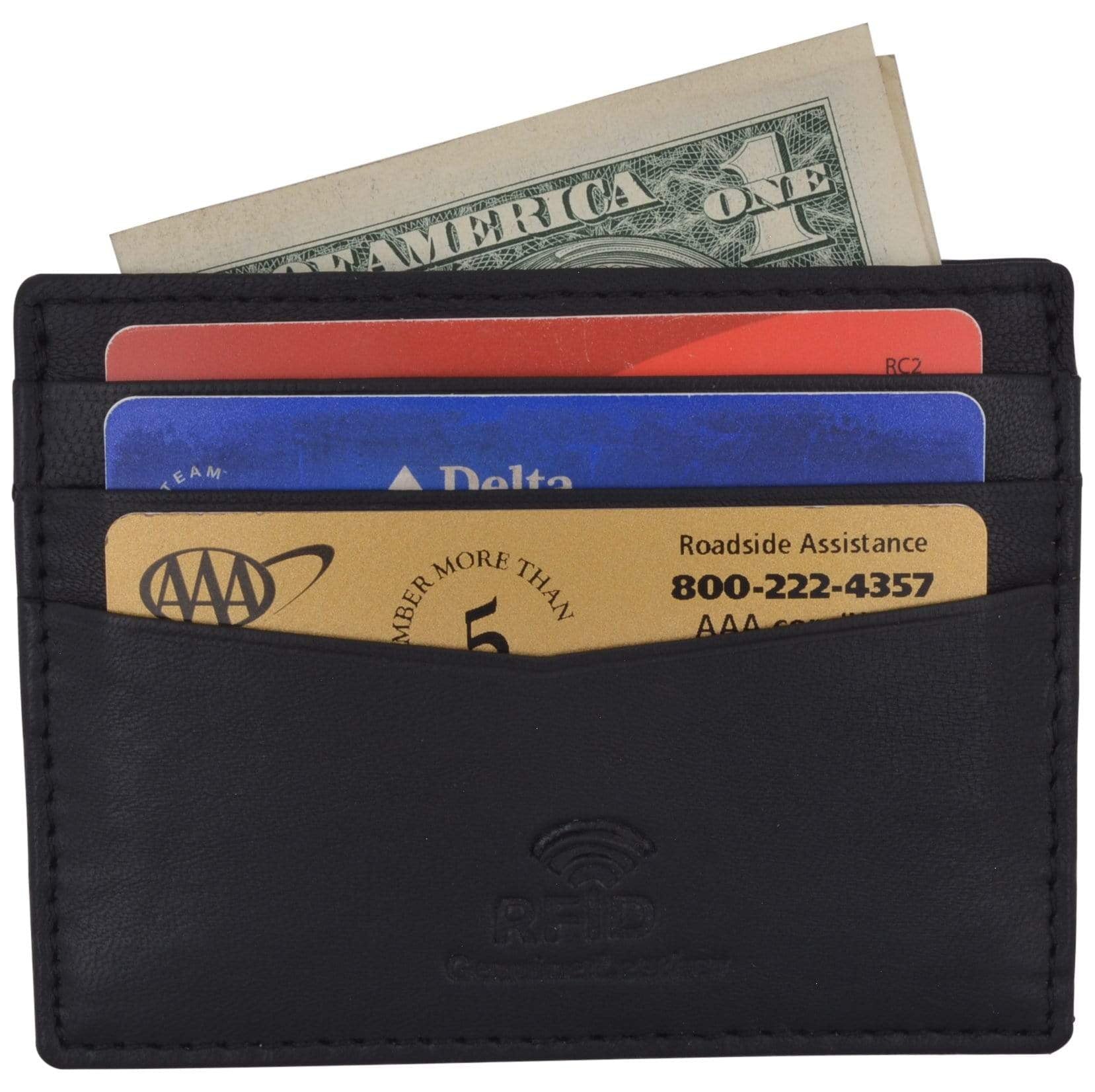 Men's RFID Blocking Slim Thin Soft Genuine Leather Credit Card Case Holder Wallet by Swiss Marshall