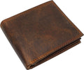 Men's RFID Blocking Vintage Leather Center Flap Bifold Credit Card ID Wallet for Men Brown