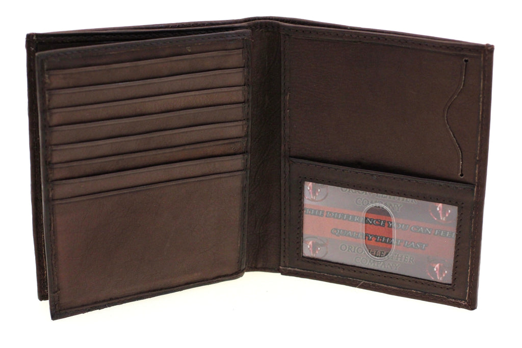 Mens Euro Hipster Wallet Genuine Leather Center Flap Picture Window Cowhide New