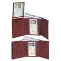 Mens Flap Up ID Trifold Genuine Leather Wallet, Brown
