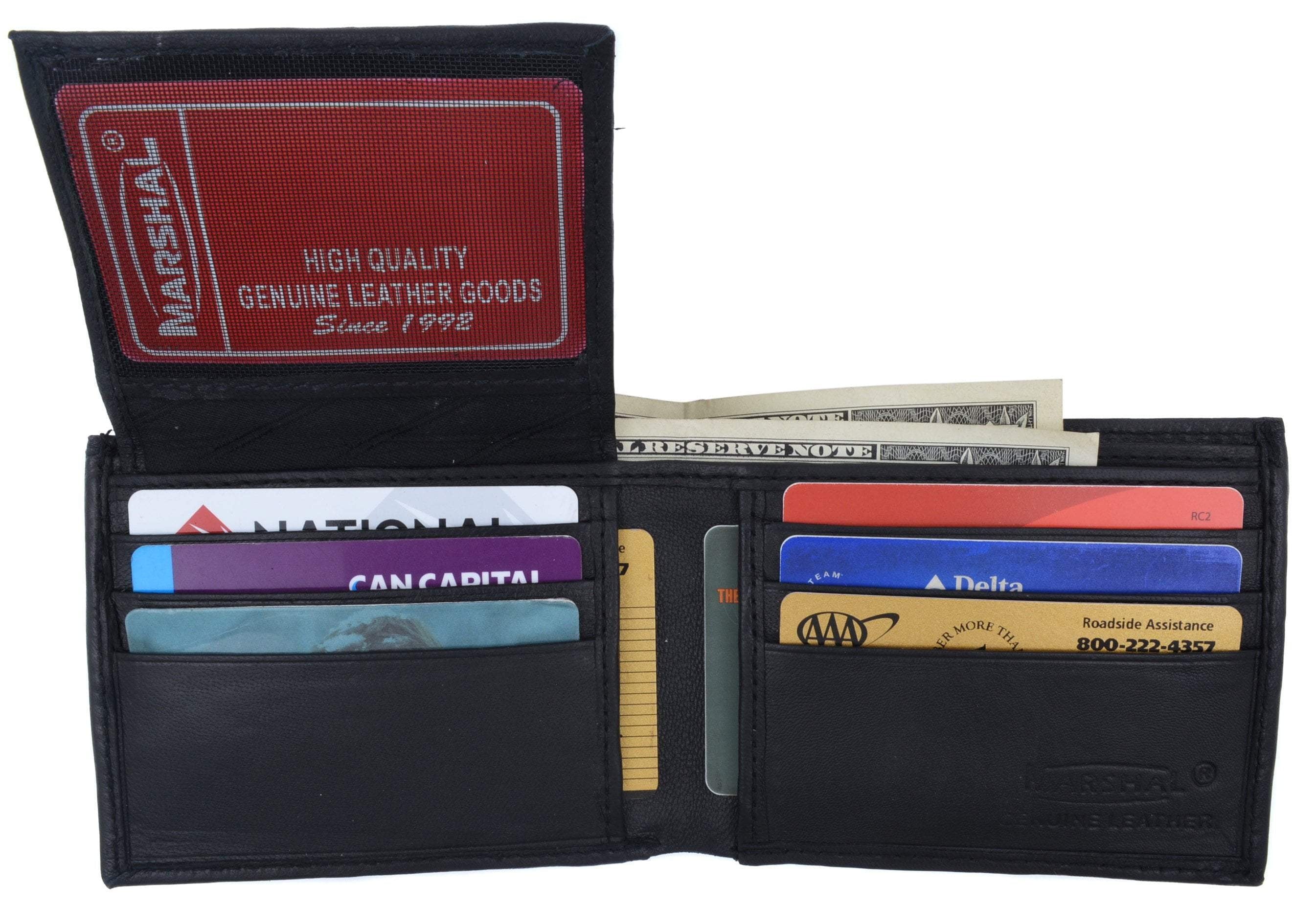 Mens Lambskin Leather Bifold Wallet with ID Flap 1183