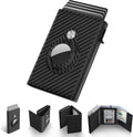 Mens Smart Wallet Card Holder for AirTag: Leather, Compatible with Apple Air Tag, RFID Blocking, Slim, Carbon Fiber, ...