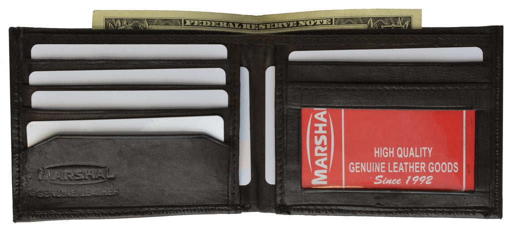 Mens Soft Genuine Leather Slim ID Bifold Wallet 60 (C) Black