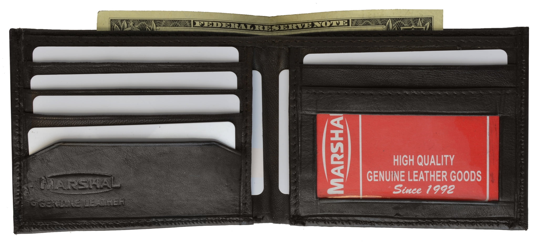 Mens Soft Genuine Leather Slim ID Bifold Wallet 60 (C) Black