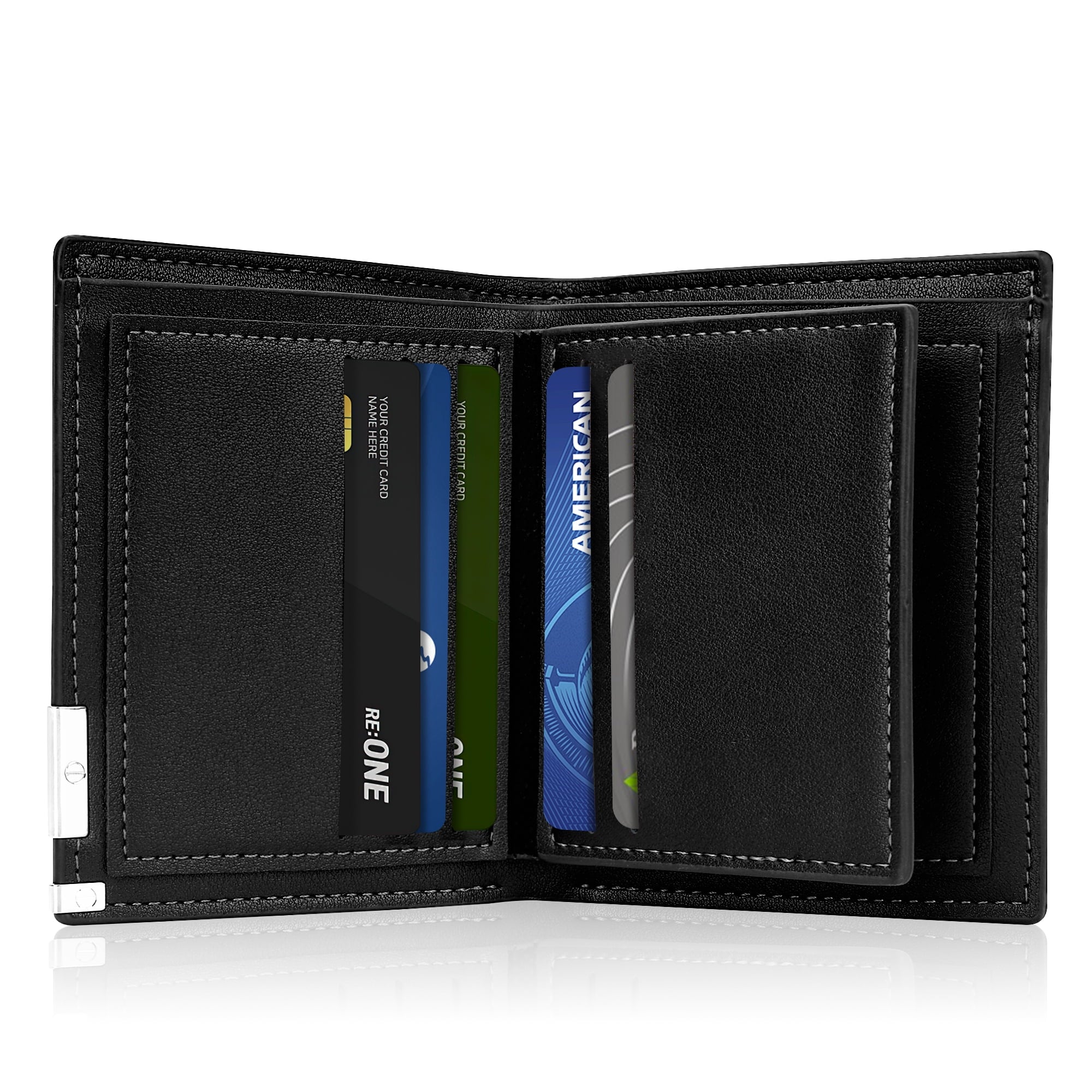 Mens Wallet, Bifold Genuine Leather Wallet for Men, RFID Blocking Wallet with 1 ID Window, 7 Card Holders & 2 Cash Sl...