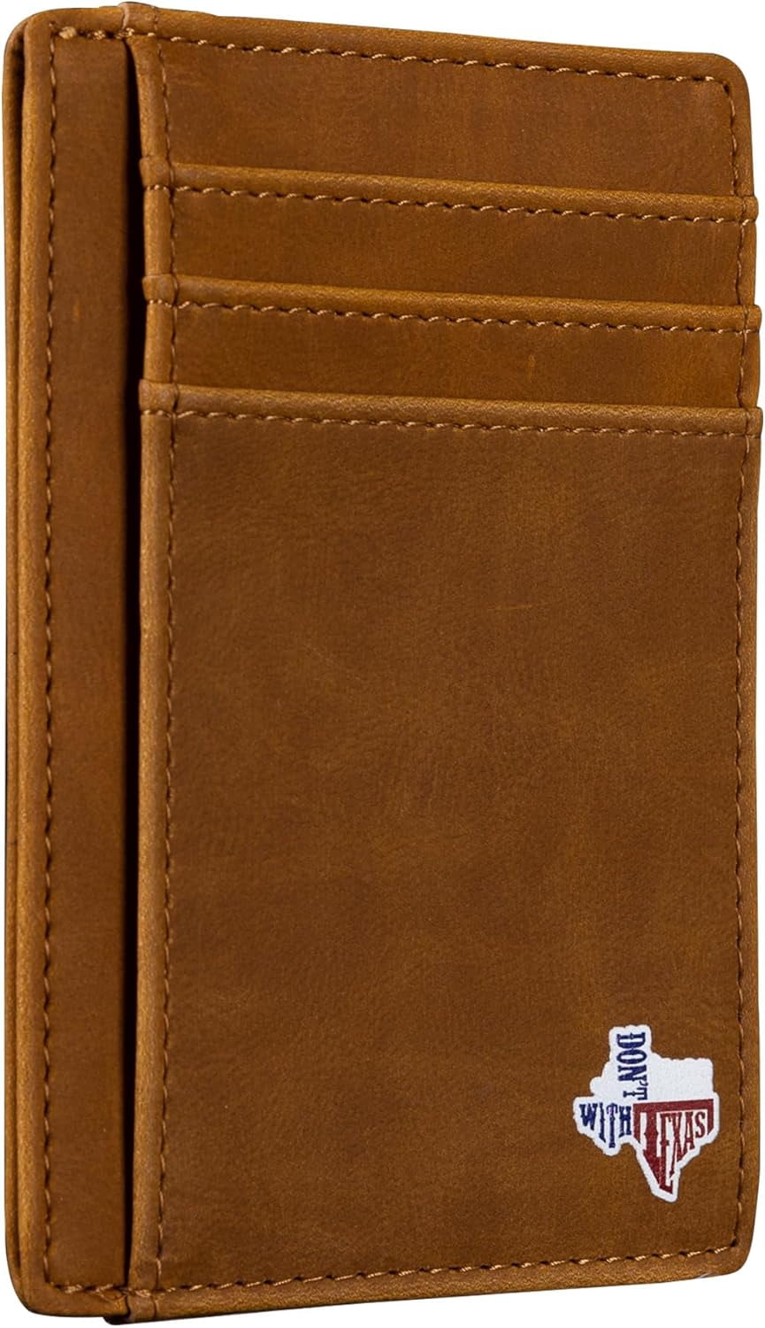 Don't Mess with Texas on Cardholder, Slim Front Pocket Wallet, PU Leather, Khaki, Card Holder, RFID Blocking with Tex...