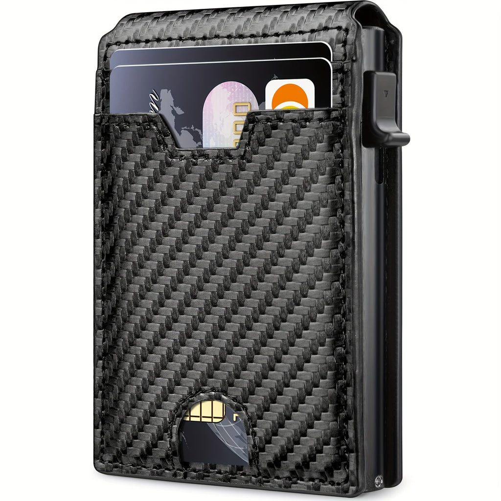 Minimalist Wallet For Men - With Money Clip Slim Leather Slots Credit Card Holder RFID Blocking Bifold Carbon Fiber W...