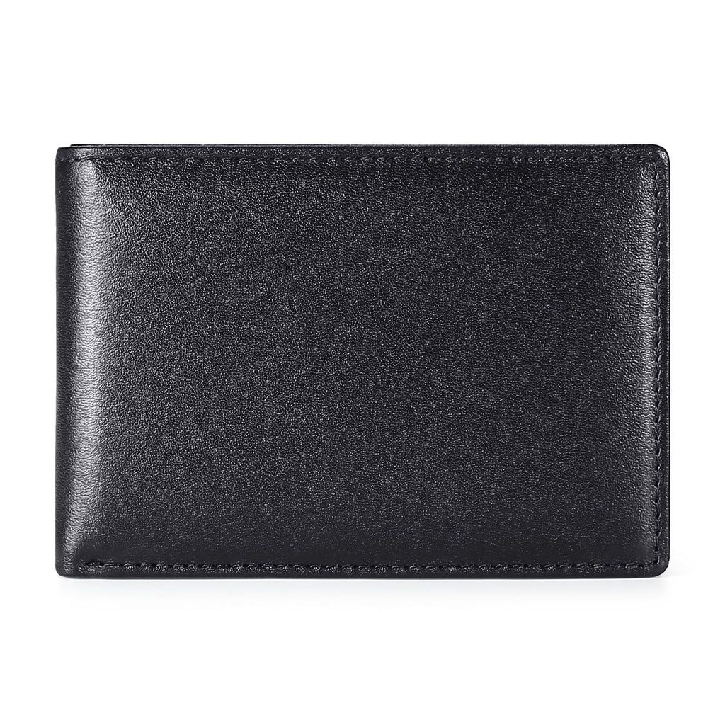 Minimalist Wallets for Men, Slim Leather Bifold Wallet Credit Card Holder with Cash Pocket, ID Window, RFID Blocking, Gifts for Men, Black