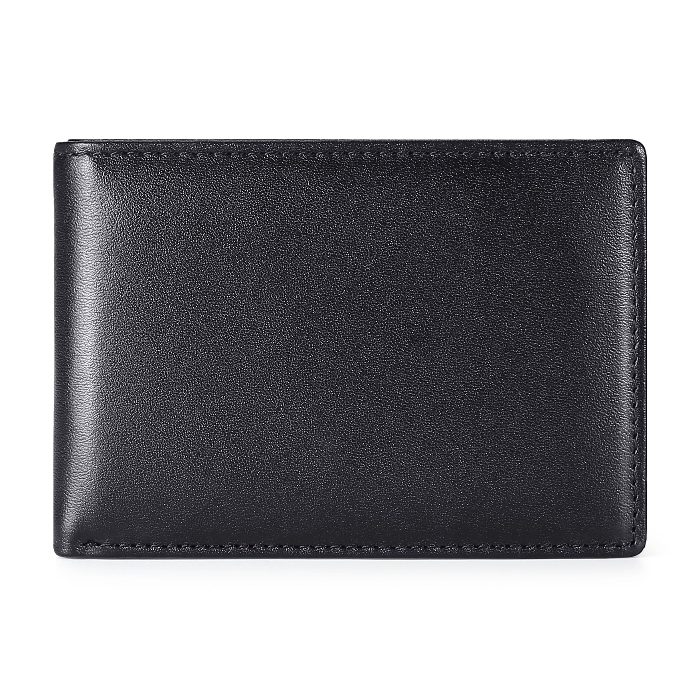 Minimalist Wallets for Men, Slim Leather Bifold Wallet Credit Card Holder with Cash Pocket, ID Window, RFID Blocking, Gifts for Men, Black