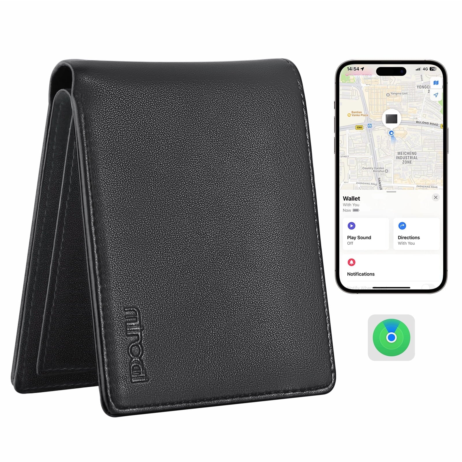 Smart Wallets for Men, Built-in Find My Real Time Tracker, PU Leather Classic Bifold Wallet Card Holder with Cash Poc...