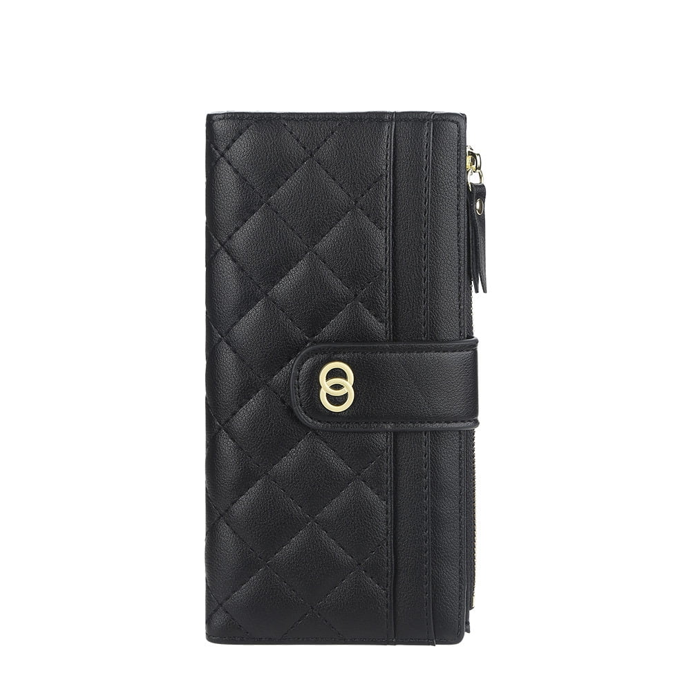 Wallets for Women, Slim Bifold Leather Credit Card Holder, Ladies RFID Blocking Long Wallet with Zipper Coin Pocket a...