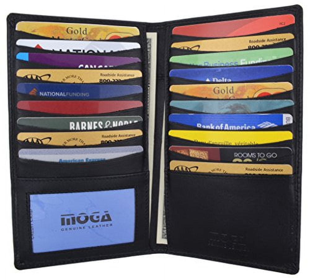 Moga Genuine Leather Men's Deluxe Bifold Multi Credit Card Case ID Wallet (Black)