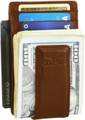 Money Clip Leather Wallet For Men Slim Front Pocket RFID Blocking Card Holder With Super Strong Magnetic