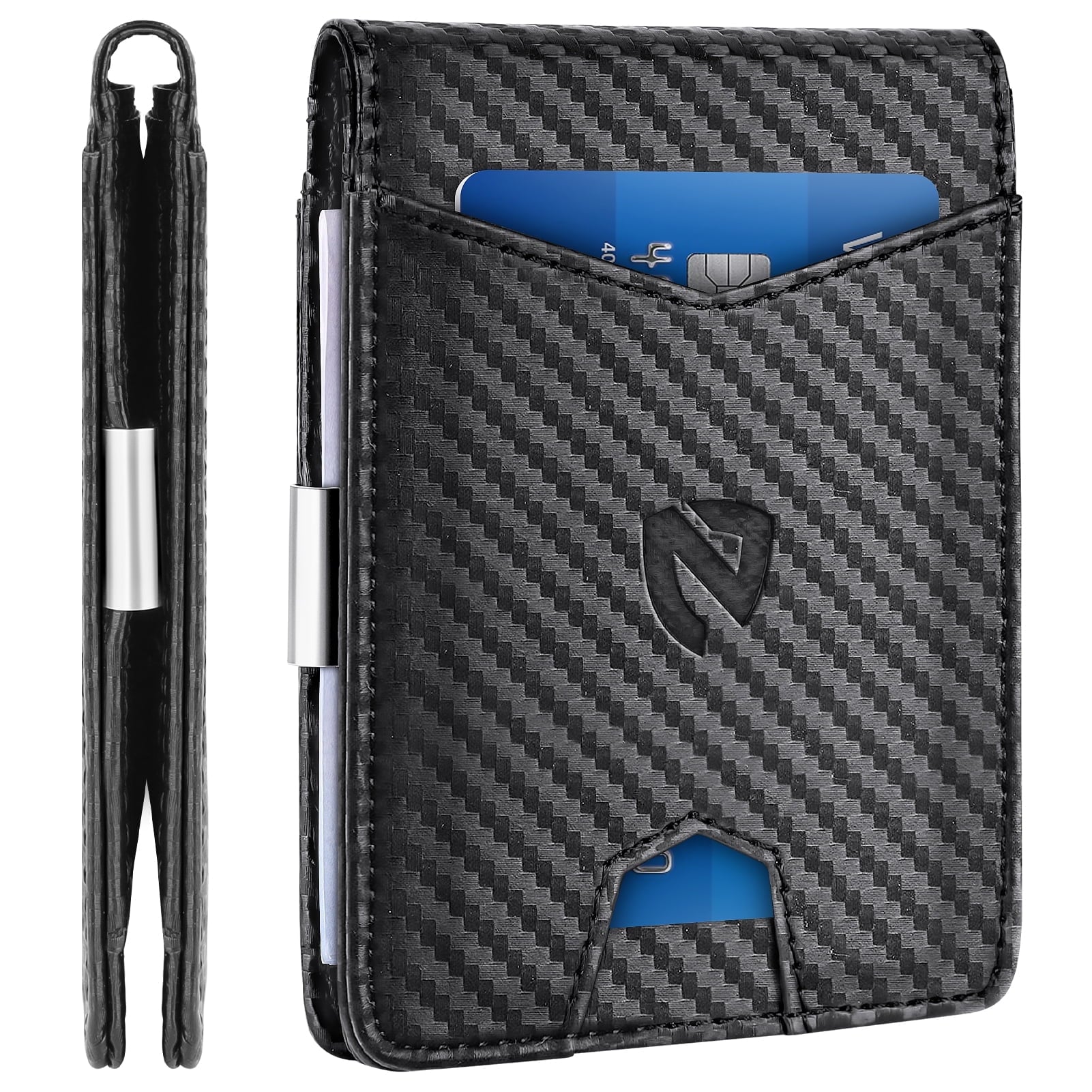 Slim Minimalist Wallet for Men Leather RFID Blocking Bifold Credit Card Wallet with Money Clip for Men with Gift Box