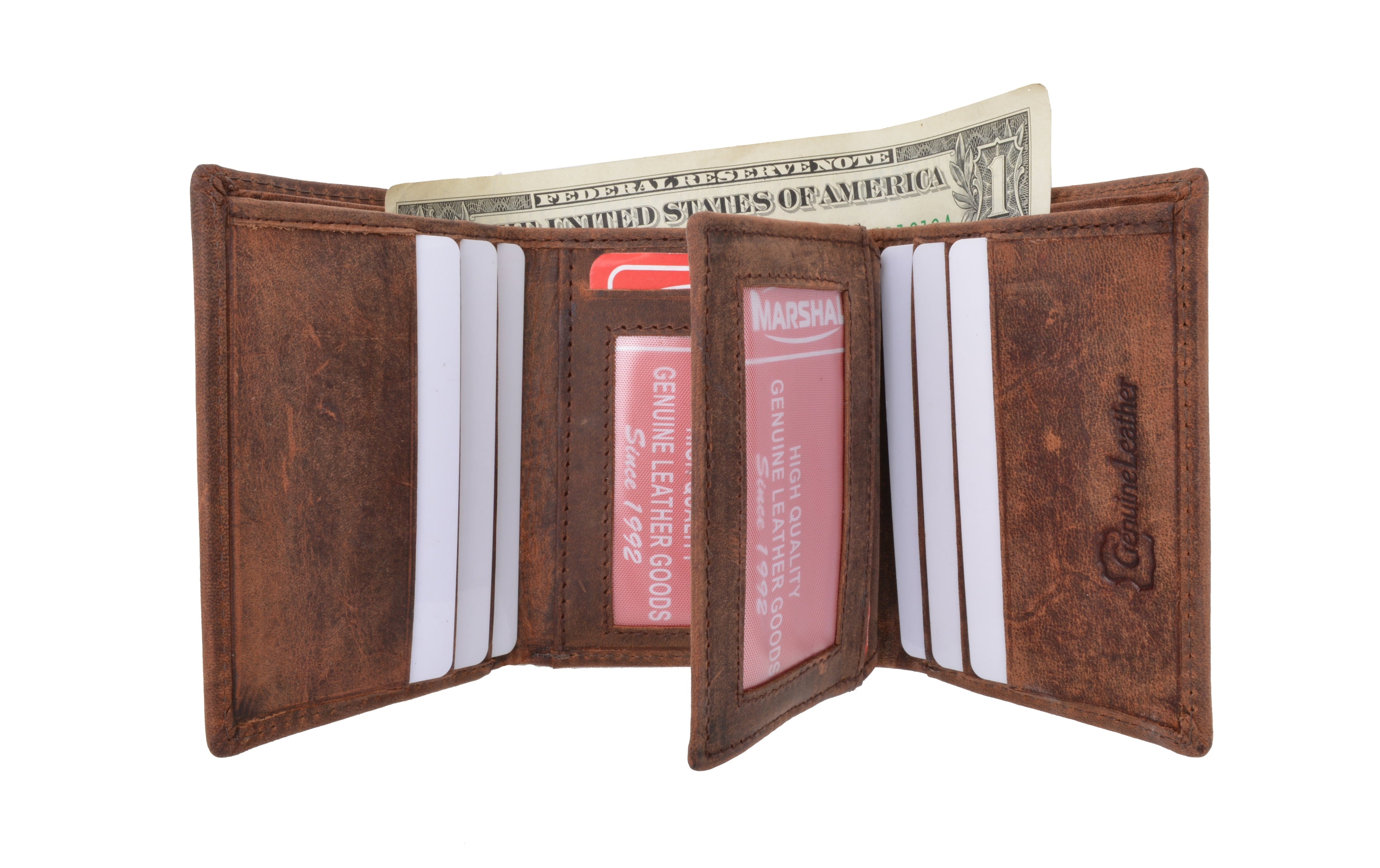 New RFID Blocking Mens Vintage Soft Genuine Leather Classic Trifold Wallet
