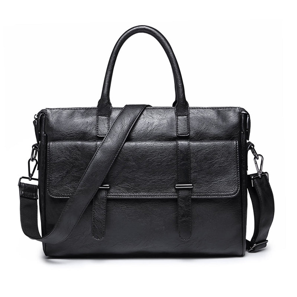 Briefcase Black - Portable Stylish Laptop Package with Multiple Compartments - Waterproof Leather-like Design,Suitabl...