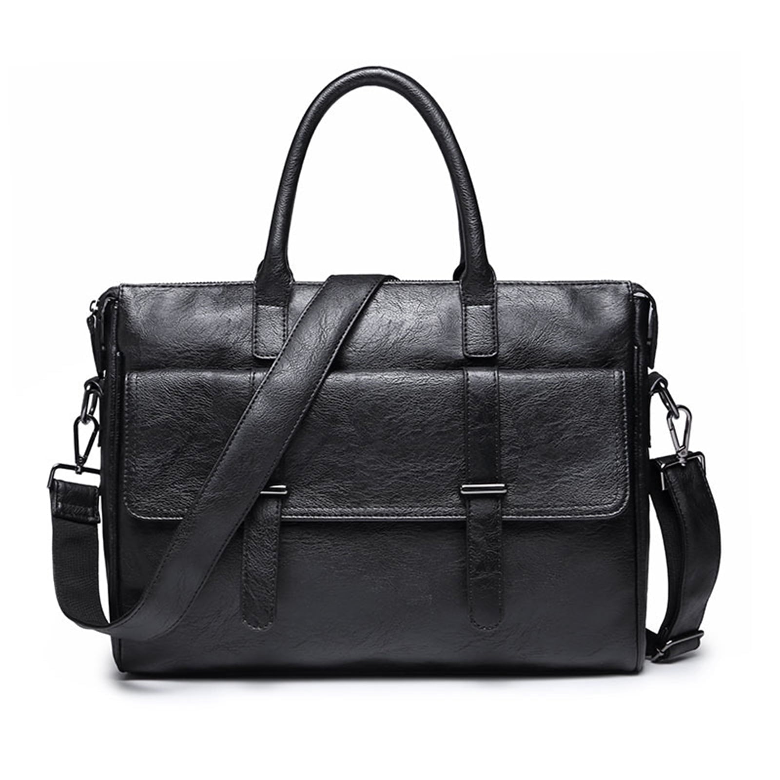 Briefcase Black - Portable Stylish Laptop Package with Multiple Compartments - Waterproof Leather-like Design,Suitabl...