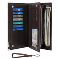 Mens Wallet Genuine Leather, Long Zipper Wallet RFID Blocking Bifold Secure Zip Around Wallets 14 Credit Card Holder ...