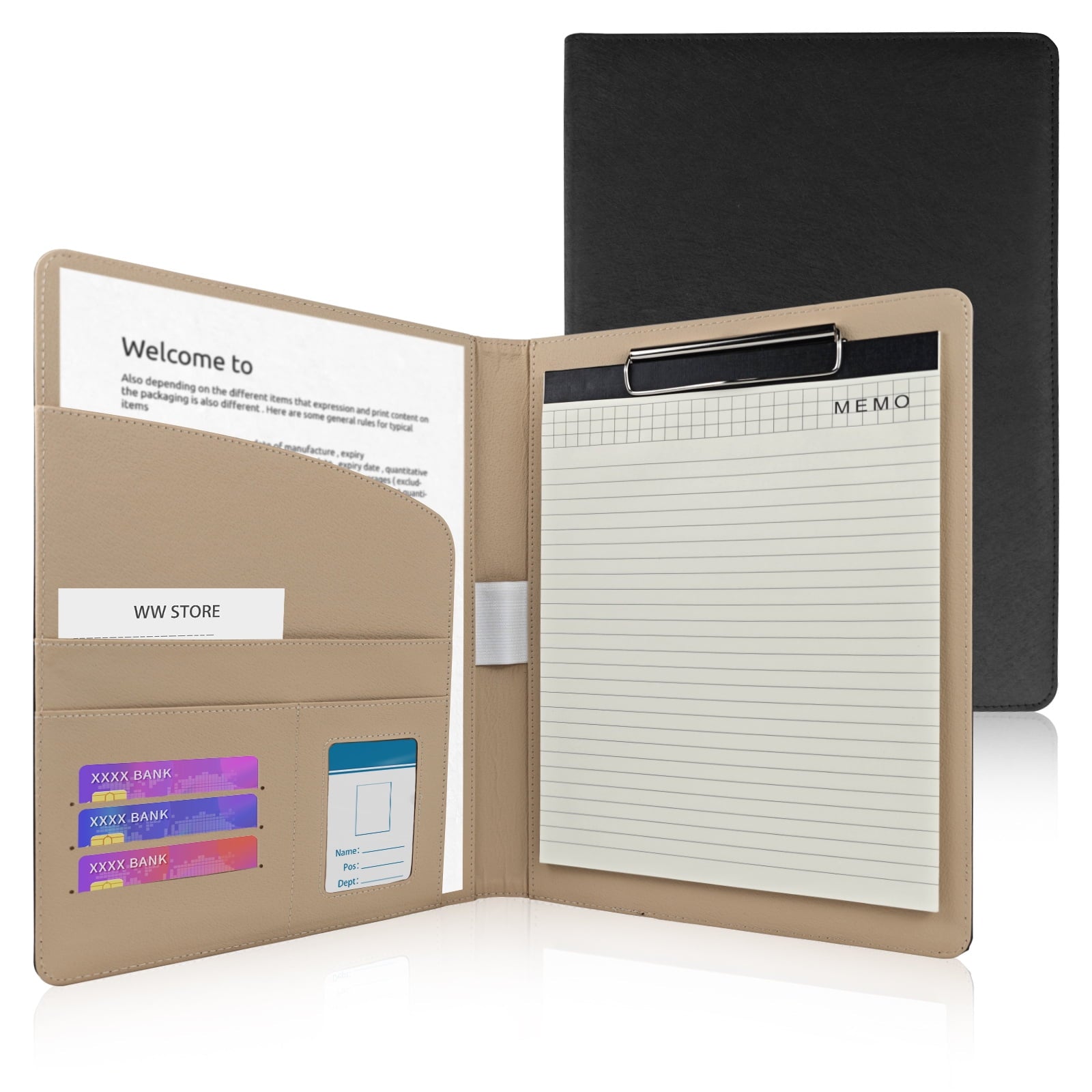with Memo, Legal Resume Folder for Interview, Faux Leather Padfolio for Men Women Strap, Business Binders for Documen...