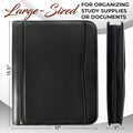 Premium Leather Padfolio Portfolio for Men Women - Black Business Binder with Zipper & Pen Slots