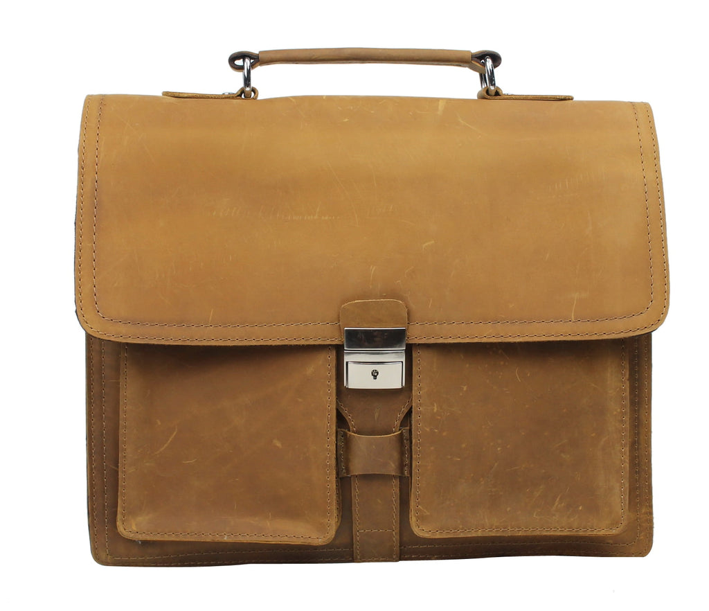 Pro Cowhide Leather Portfolio Briefcase L46.BRN