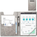 Leather Clipboard Folder Portfolio Business Padfolio Organizer Letter Size Professional Folder -Grey