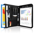 Portfolio Binder, Leather Padfolio File Folder Zipper Notepad Business Legal Document Holder with Tablet Sleeve, Phon...