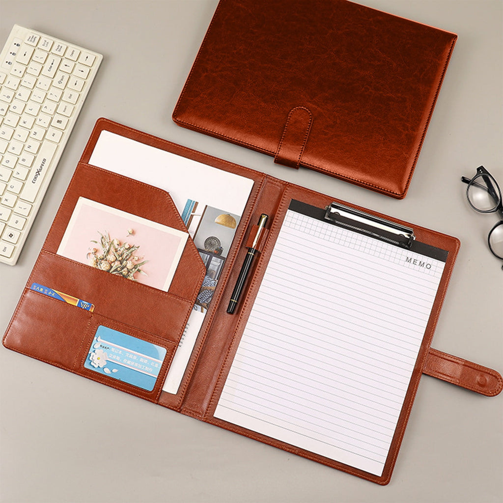 Professional Padfolio with Clipboard, Faux Leather Portfolio Folder Binder, Legal Pad Holder for A4 Letter Size Notepad, Resume, Writing Pad