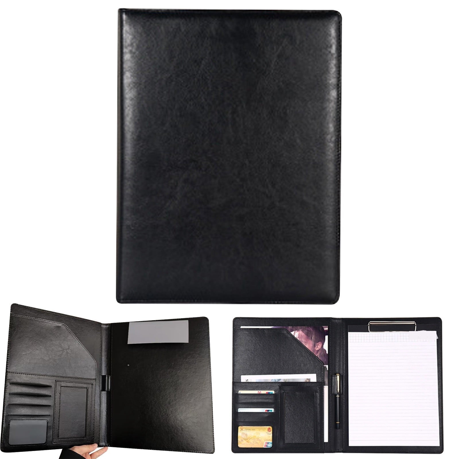 Professional Padfolio,Multi Function Faux Leather Portfolio Binder with Clipboard - Interview Resume Folder,Legal Document,Business Card Hol