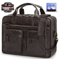 15.6 Inch Messenger Bag for Men Vintage PU Leather Laptop Bag Waterproof Computer Briefcases for Men Retro Mens Brief...