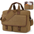 Large Canvas Messenger Bag for Men 15-inch Men's Satchels Crossbody Shoulder Bag Business Briefcase, Brown