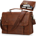 Mens Messenger Bag 17 Inch Waterproof Vintage Leather Laptop Briefcase Satchel Bag Computer Shoulder Bag Large Laptop Bag for Office Busines