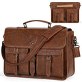 Messenger Bag for Men 15.6 Inch Laptop Bag Leather Briefcase Large Waterproof Satchel Bag Computer Shoulder Bag for Office Work College, Bro