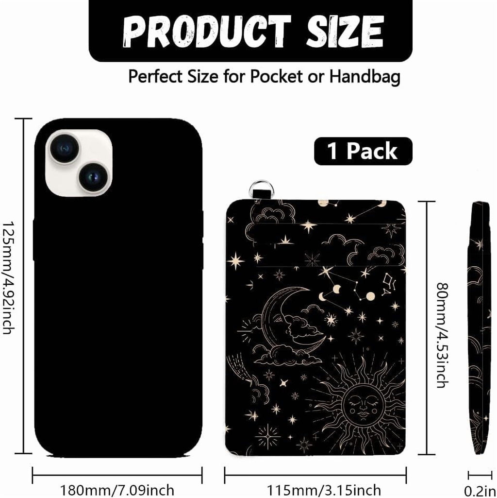 RFID Blocking Credit Card Holder for Women - Sun and Starry Sky PU Leather Slim Wallet with ID Window 6 Card Slots an...