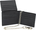 RFID Blocking Men's Classic Bifold Vintage Leather Chain Wallet for Men Black