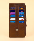 RFID Blocking Women's Wallet Vintage Leather All in One Card Case Holder Slim, Bronze
