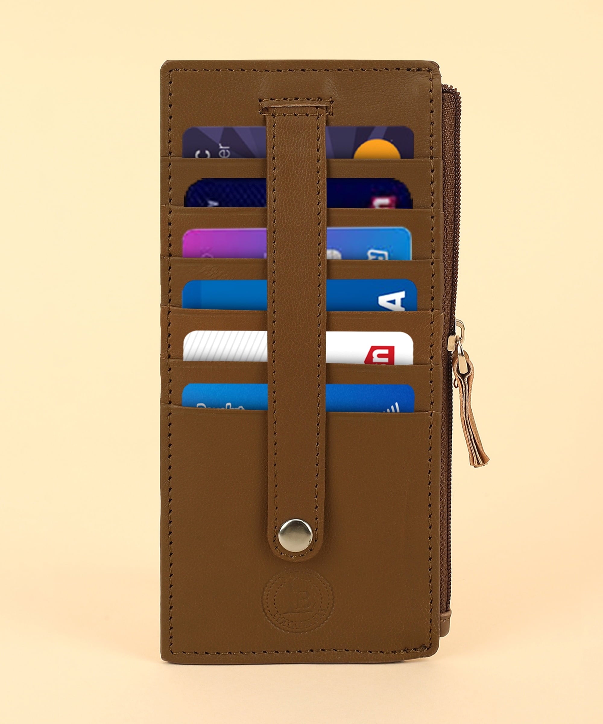 RFID Blocking Women's Wallet Vintage Leather All in One Card Case Holder Slim, Tan