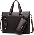 3pcs Set Men Briefcase Leather Male Business Office Bags Men's Briefcase Brown Laptop Briefcase