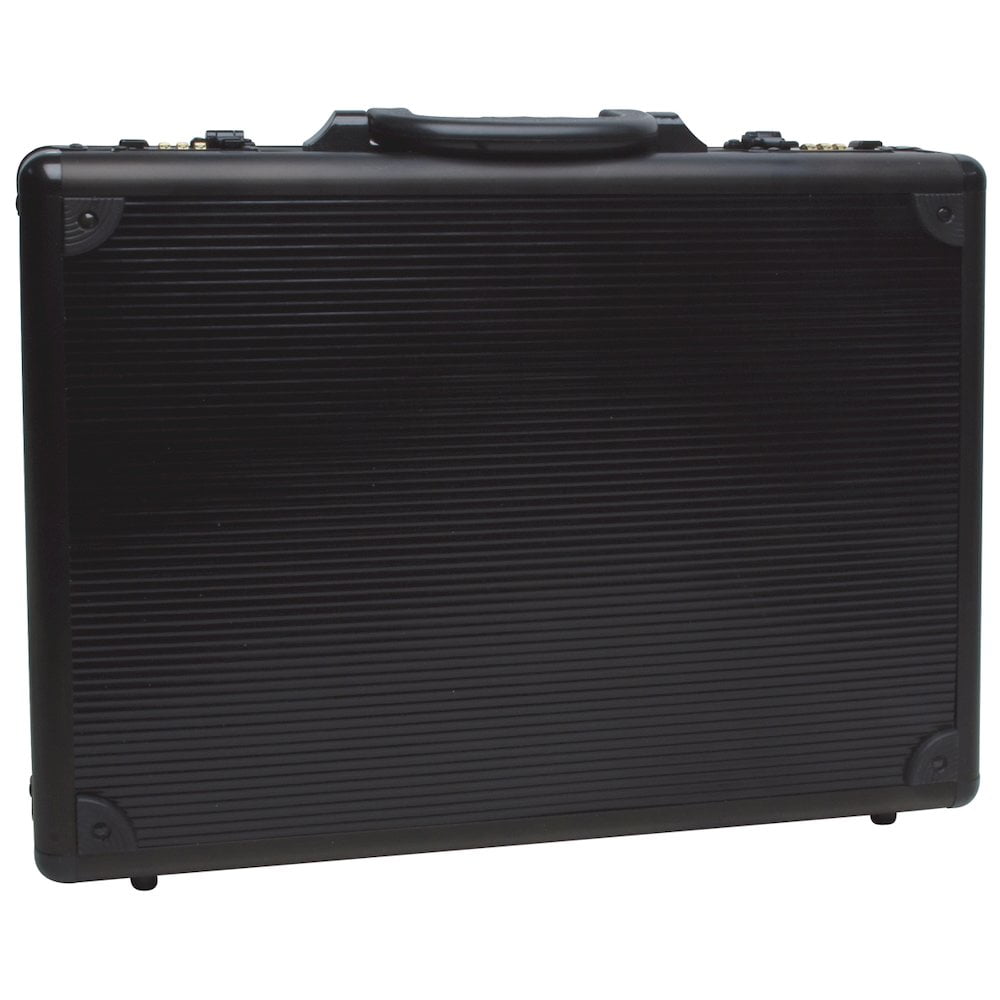 Unisex Anti-Theft Aluminum Briefcase with Combination Locks, Black