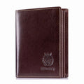 RFID Wallet for Men Genuine Leather Large Capacity Vertical Bifold Wallet , Coffee