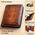 Genuine Leather Rfid Wallets for Men Vintage Thin Short Multi-Function Card Holder, Brown