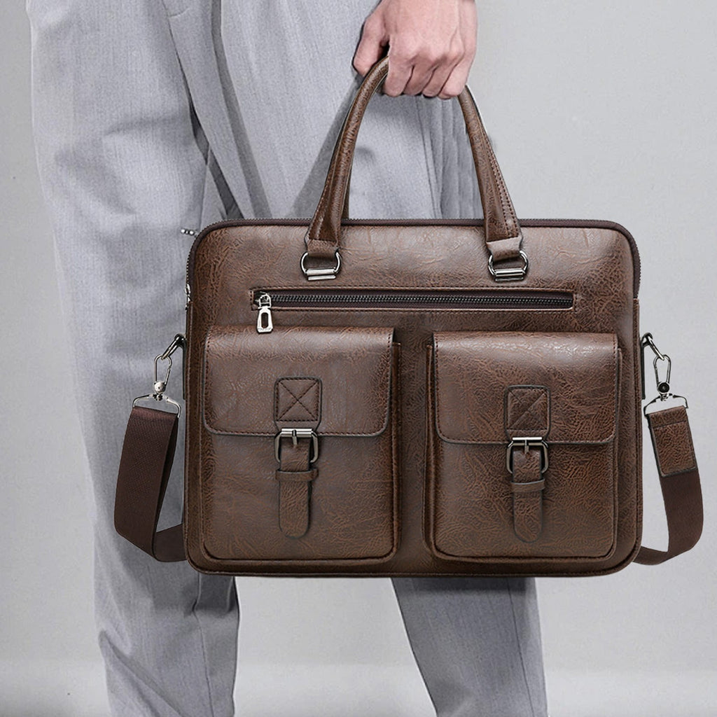 Textured PU Leather 3-in-1, Laptop-Friendly for Business Travel