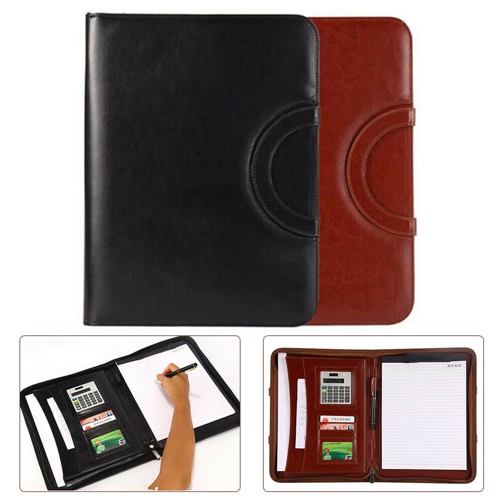 SagaSave A4 Zipped Conference Business Organizer Padfolio Folder Case PU Leather