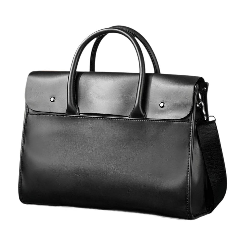 Bag PU Leather Easy Carrying Sturdy Handbag Casual Shoulder Bag Work Bag Computer Bag for Work Office Black