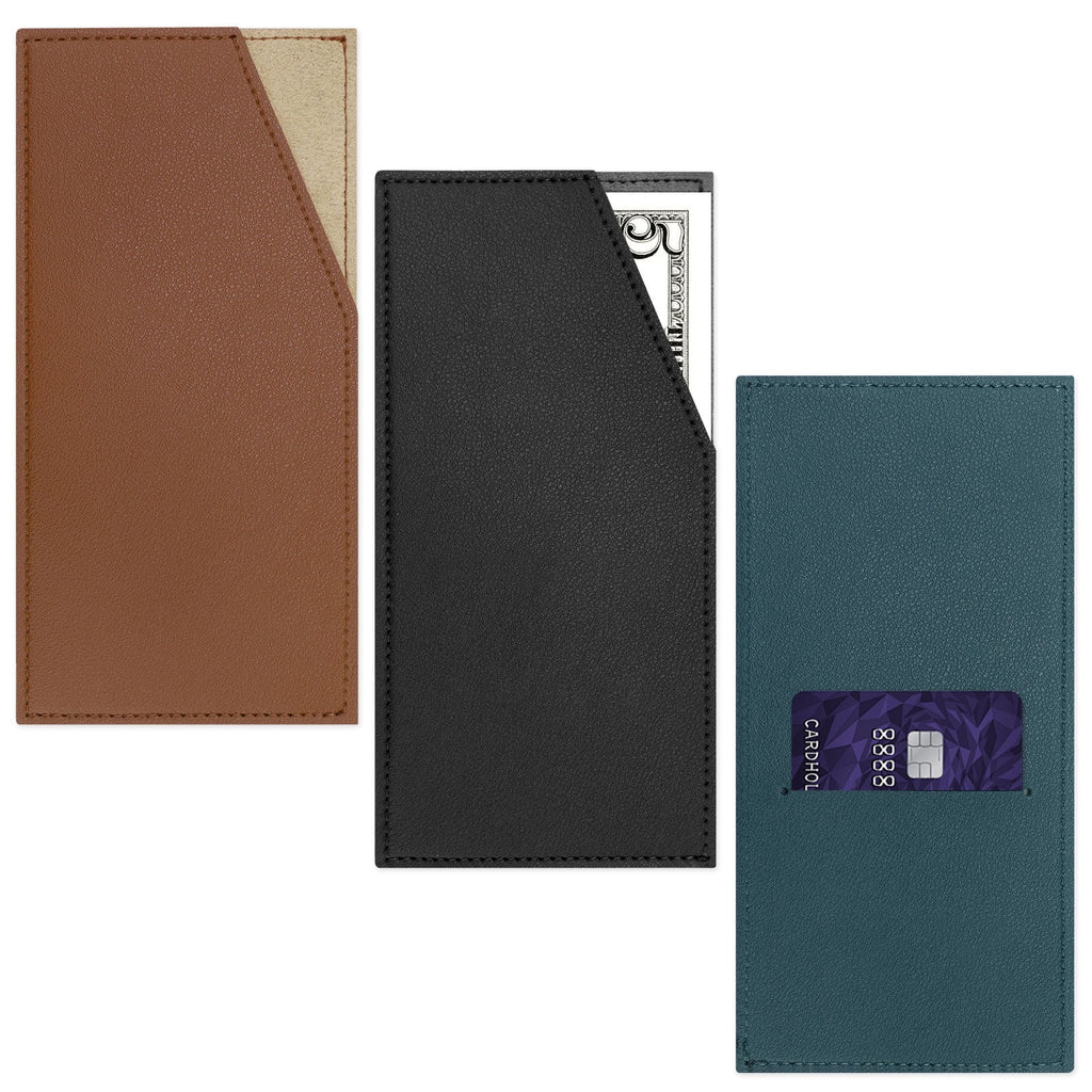 Sekenow 3 Pack Slim Cash Wallet, PU Leather Money and Card Holder, Stylish Reusable Money Envelope Organizer for Dollar Bill Receipt Budgeti